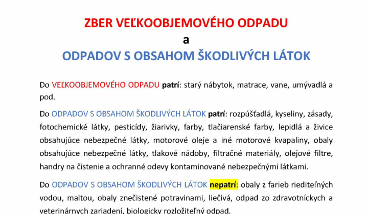 1. fotografia fotogalérie Zber veľkoobjemového odpadu a odpadu s obsahom škodlivých látok - foto