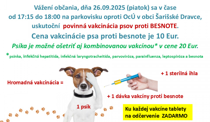 1. fotografia fotogalérie Povinná vakcinácia psov - foto