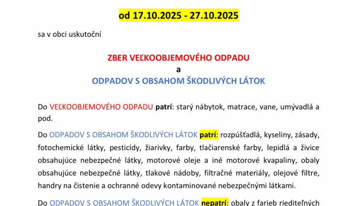 1. fotografia fotogalérie Zber veľkoobjemového odpadu a odpadu s obsahom škodlivých látok - foto