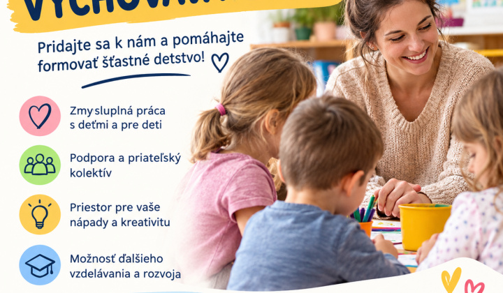 Fotka - Informácia o voľnom pracovnom mieste ZŠ s MŠ - vychovávateľka